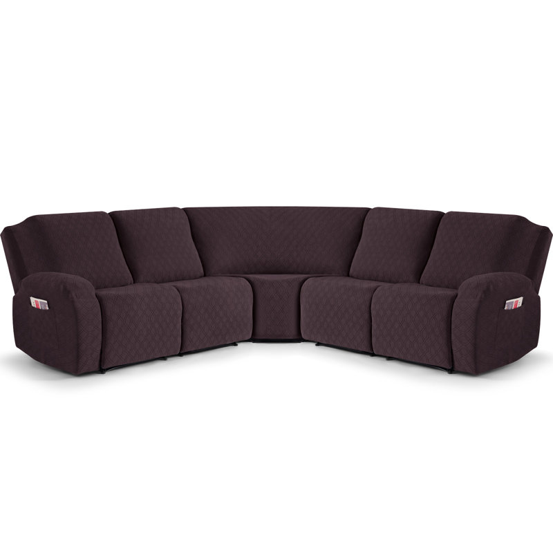 Housses pour canapé d'angle modulaire inclinable 5 pièces Harriet, Mélange de polyester chocolat