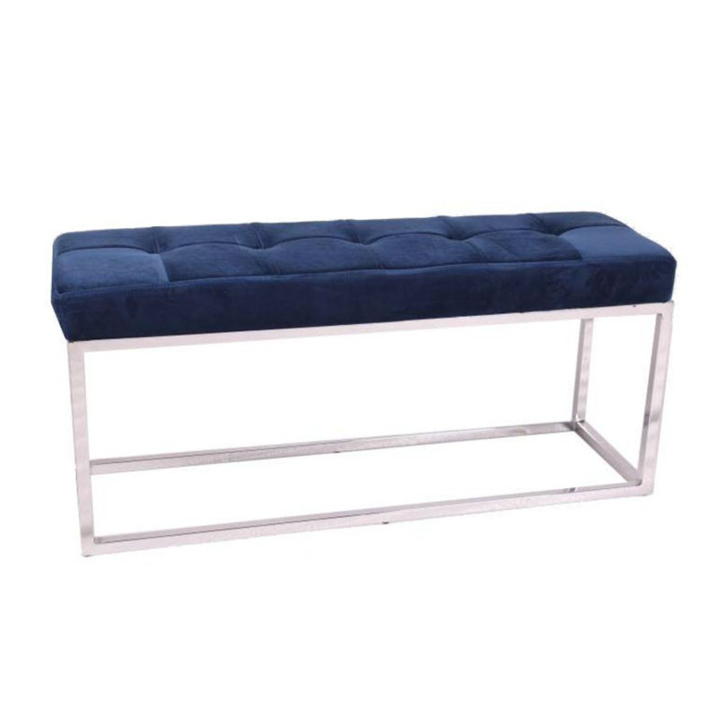 Banc rembourré moderne Atkin, Marine, Argent argent
