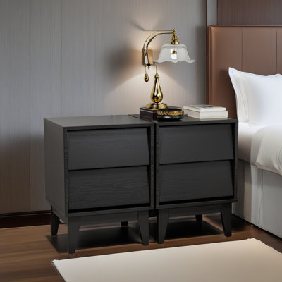2 Set Nightstands Features Vintage-Style And Bevel Design, Made Of MDF, Mid Century Modern Nightstand, Night Stand For Bedroom by Winston Porter