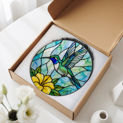 Panneau de vitrail 12 "Hummingbird Flower