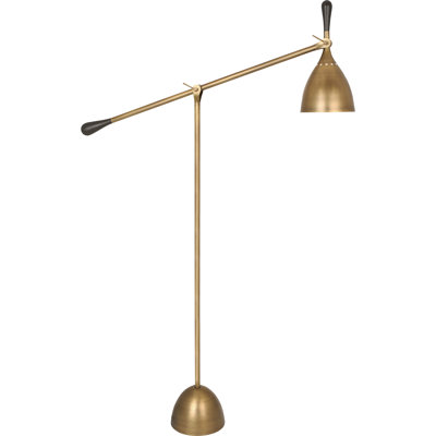 Lampe sur pied Mid-Century moderne | Collection Srkashlteni - Laiton chaud et noyer foncé | Abat-jour en métal | Douille E26, gradateur, homologué UL