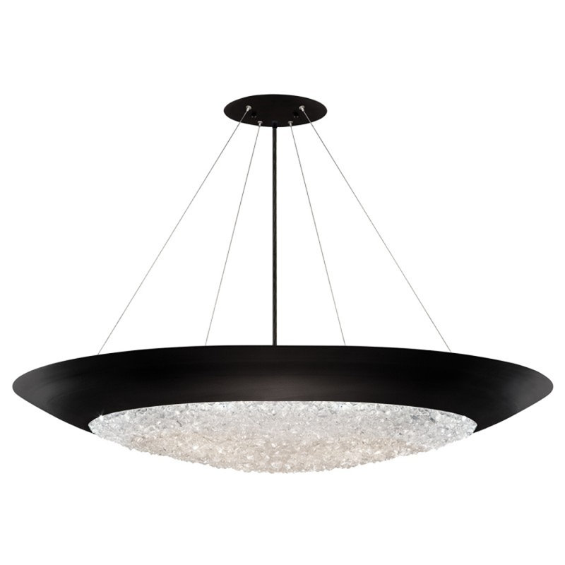 Lustre suspendu Doon Light, CRISTAL COLORÉS, 44" Diameter x 7" Height, Noir mat
