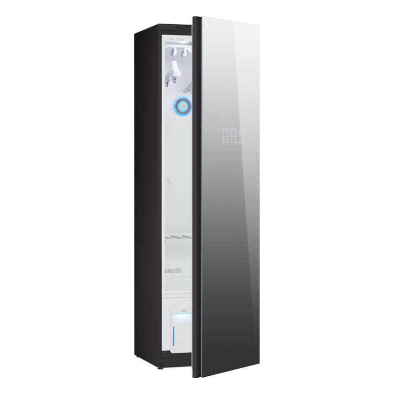 LG STUDIO Styler Smart STEAM Closet in Black Tinted Mirrored Finish with TrueSteam Technology and Moving Hangers