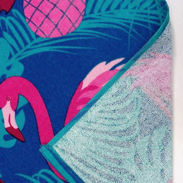 Ambrosane Tropical Flamingos Floral Beach Towel | 100% Cotton Pool Towel, 30"x60" (Set of 2)