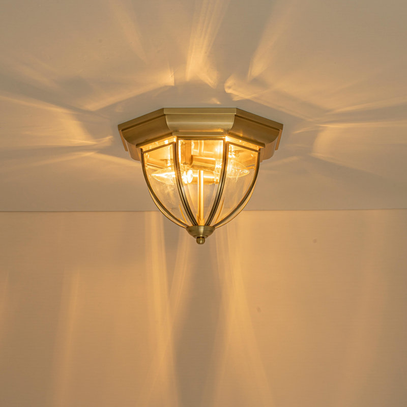 2-Light Modern Vintage Semi-Flush Mount With Clear Glass Shade