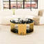 Table basse en acier inoxydable avec plateau en verre trempé noir, hauteur de décor de salon confortable, idéale pour
