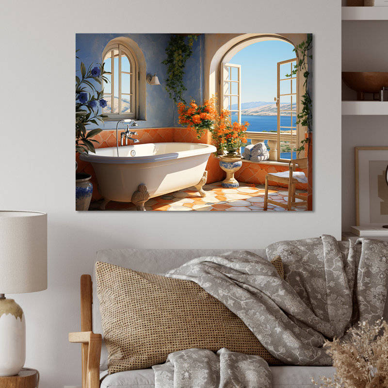 «Méditerranée Bath Tranquility 4 - Art mural en métal pour salle de bain MT132101, H 16 po x l 32 po x P 1 po