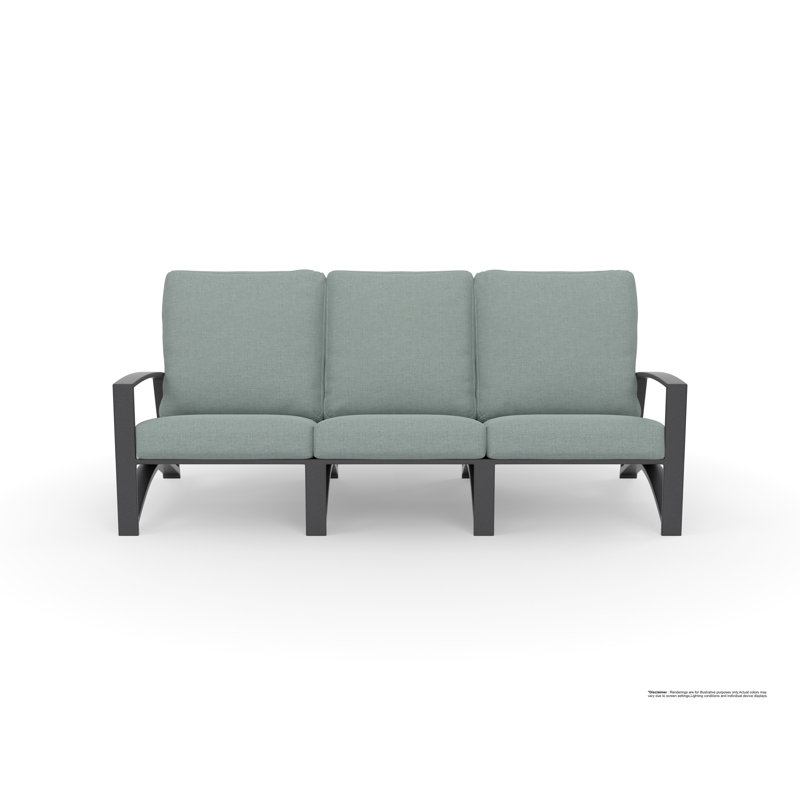 Arc Outdoor 3 - Seat Patio Sofa, Sahara Cafe, Carbon Black