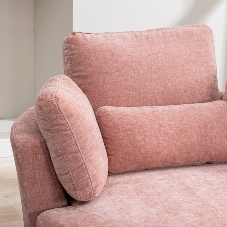 Kavonta 42.3 Wide Polyester Swivel Barrel Chair and Ottoman Rosdorf Park Fabric: Pink Chenille