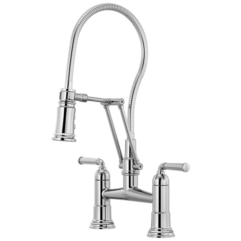 Rook® Articulating Bridge Faucet with Finished Hose, Chrome