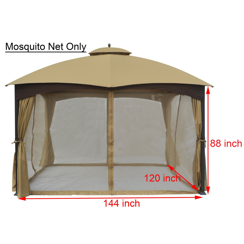 Beige Weather-Resistant Polyester Mosquito Netting for 10' x 12' Gazebo