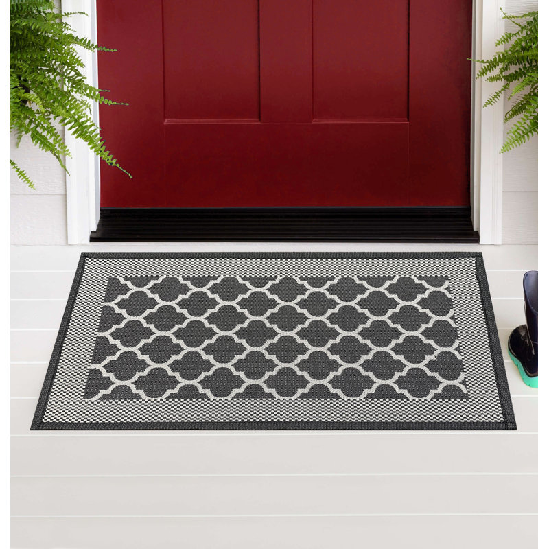 Tapis de porte polyvalent en caoutchouc robuste antidérapant toutes saisons, Noir