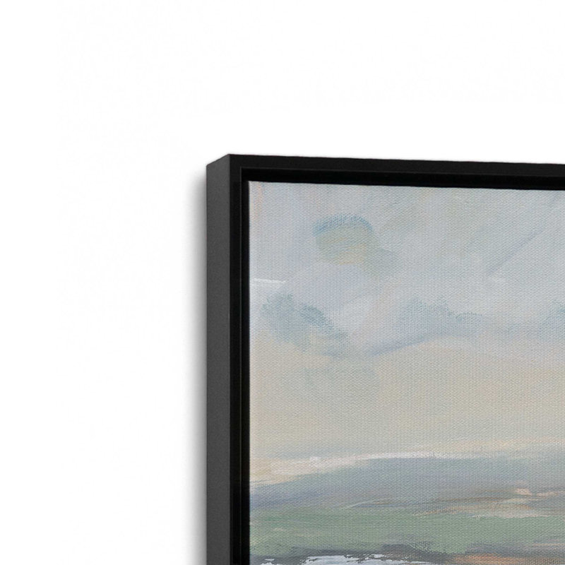 «Hazy Beach at Dawn», ensemble de 2 impressions sur toile, Cadre flottant noir satiné, H 21 po x l 62 po x P 1,75 po