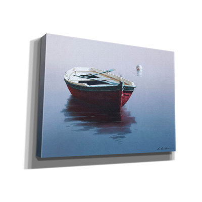 «Lonely Boat in Red» par Zhen-Huan Lu, art mural sur toile