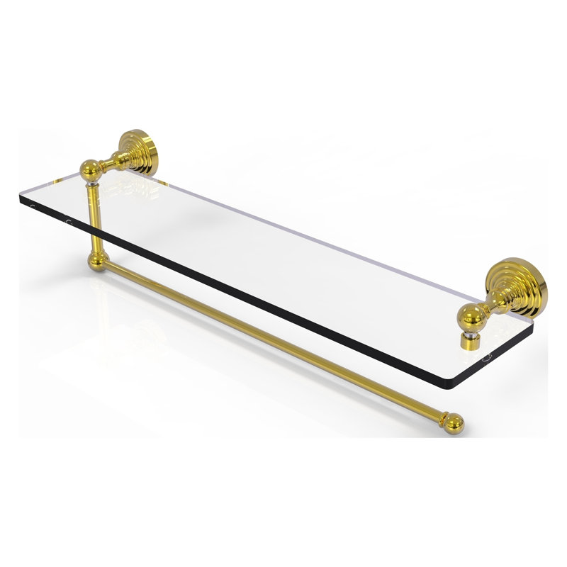 Beresford Bracket Shelf with Towel Bar, Polished Brass, 5'' H x 22'' W x 5'' D