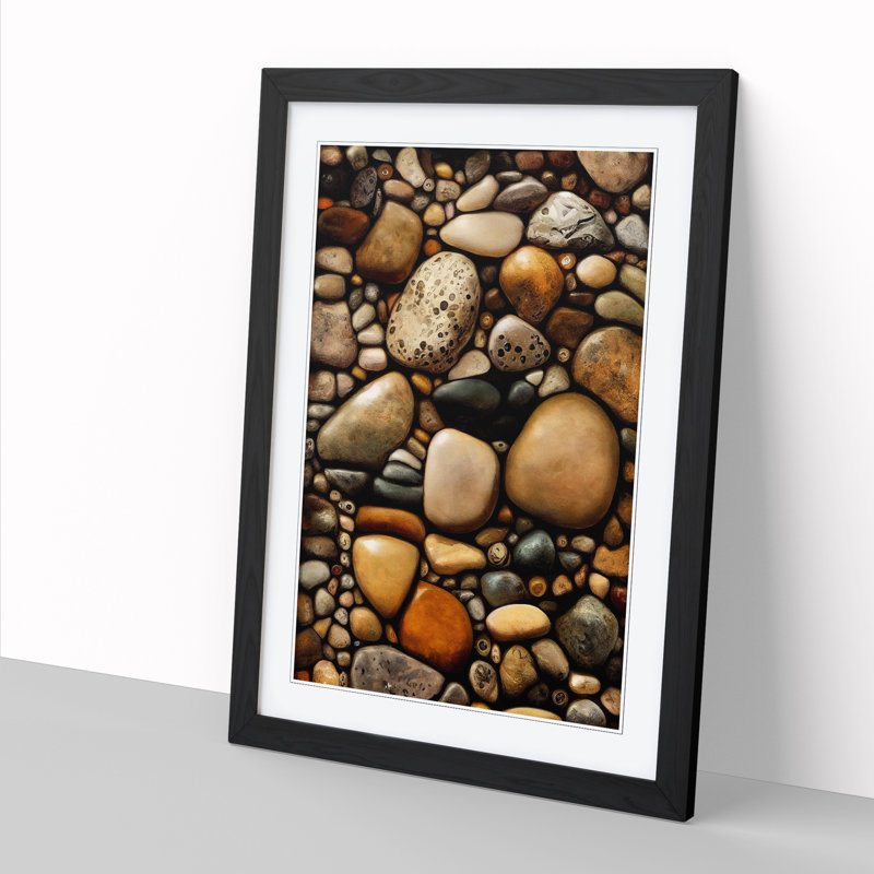 Pebbles Vol.3 - Single Picture Frame Print, Black, 64cm H x 46cm W x 2cm D