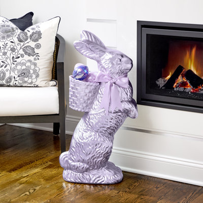 35" Resin Foiled Standing Chocolate Bunny