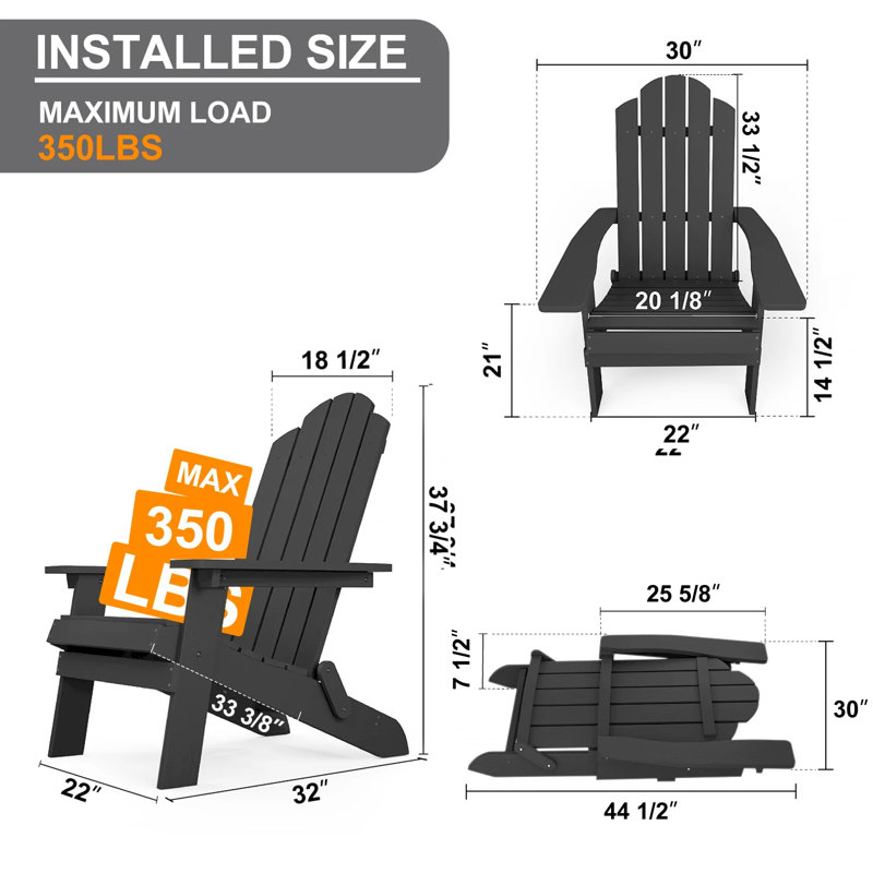 Outdoor Adirondack Chair, Black
