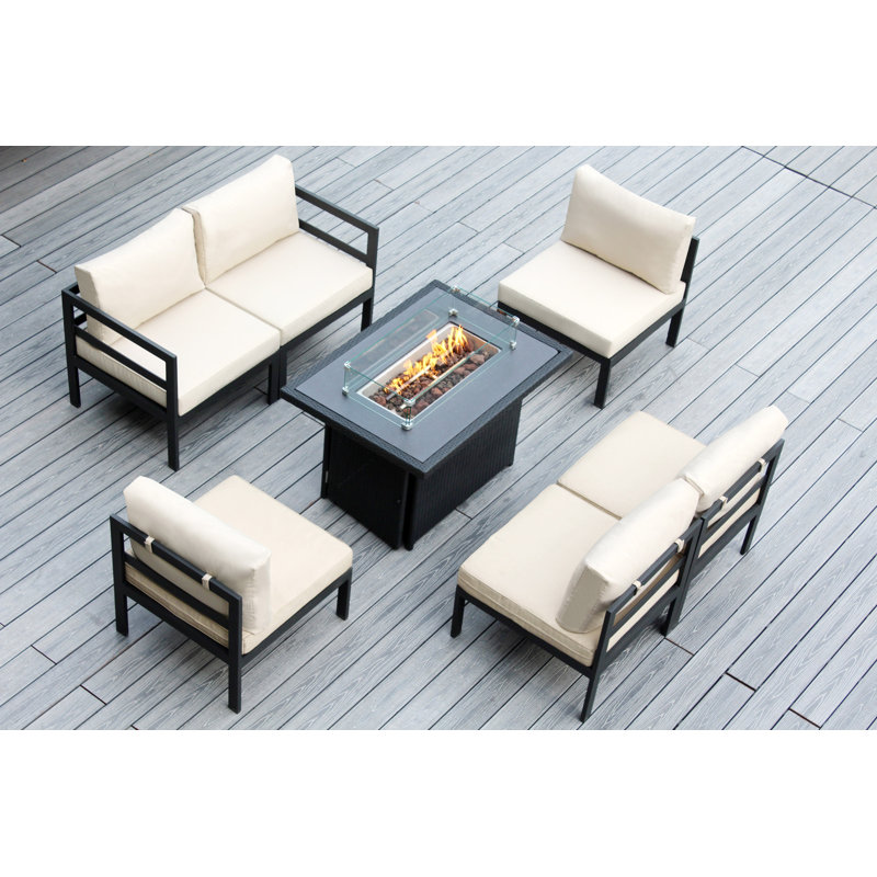 Josede 6 - Person Patio Conversation Set with Cushions, Supercrylic Beige