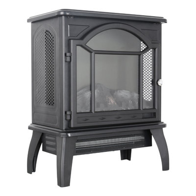 Electric Infrared Quartz Fireplace 18 Inch Stove - 3D Flame Effect, 1500W Heat, 5000 /H, Remote, Portable, Safe, Heat Up To 400 Sq. Ft Adjustable Brightness