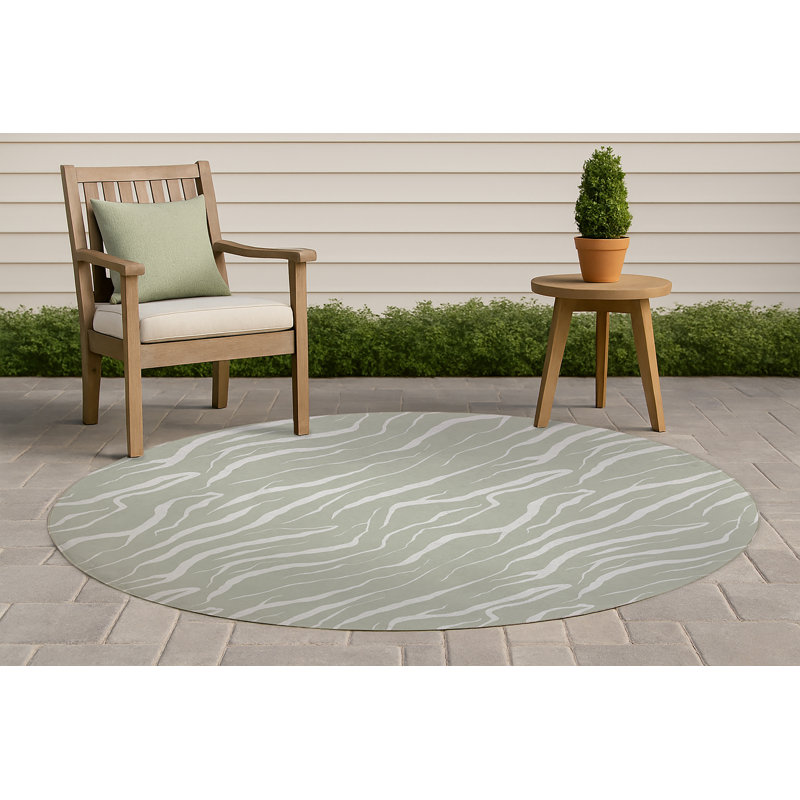Lush Cracks Non-Slip Outdoor Rug, Round 5'