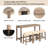 4-Piece Bar Table Set With Power Outlet, Dining Bar Table And Chairs Set,Bar Table Set With 3 Padded Stools For Living Room, Dining Room, Game Room