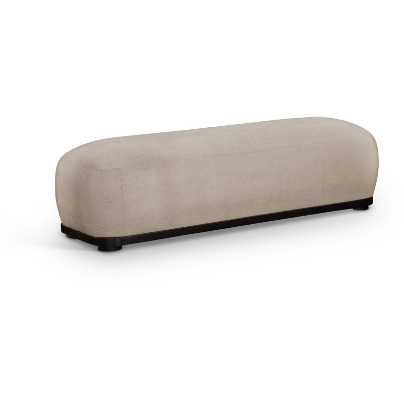 Banc en tissu Calum Chenille, Noir, Tissu chenille beige
