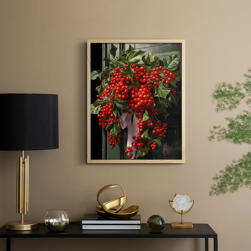 «Christmas Holiday Art DCLXV», reproduction d'art encadrée - bois massif, Naturel, H 15 po x l 12 po