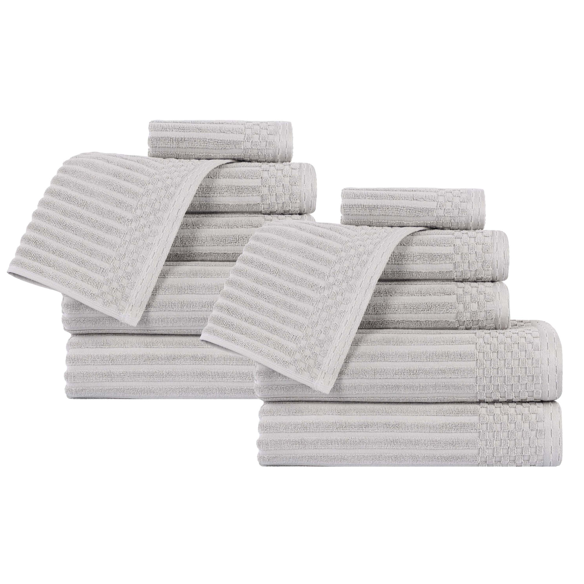 Ruvins 12 Piece 100% Cotton Towel Set, Silver