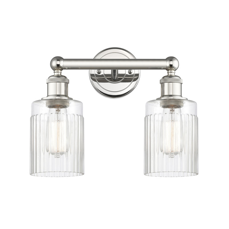 Éclairage pour salle de bain à intensité variable 2 lumières Elloise l 13,5 po, Transparent, Nickel poli