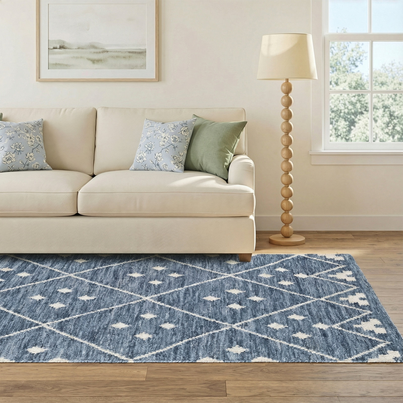 Kota Indigo Flatweave Geometric Wool Rug, Rectangle 5' x 8', Indigo