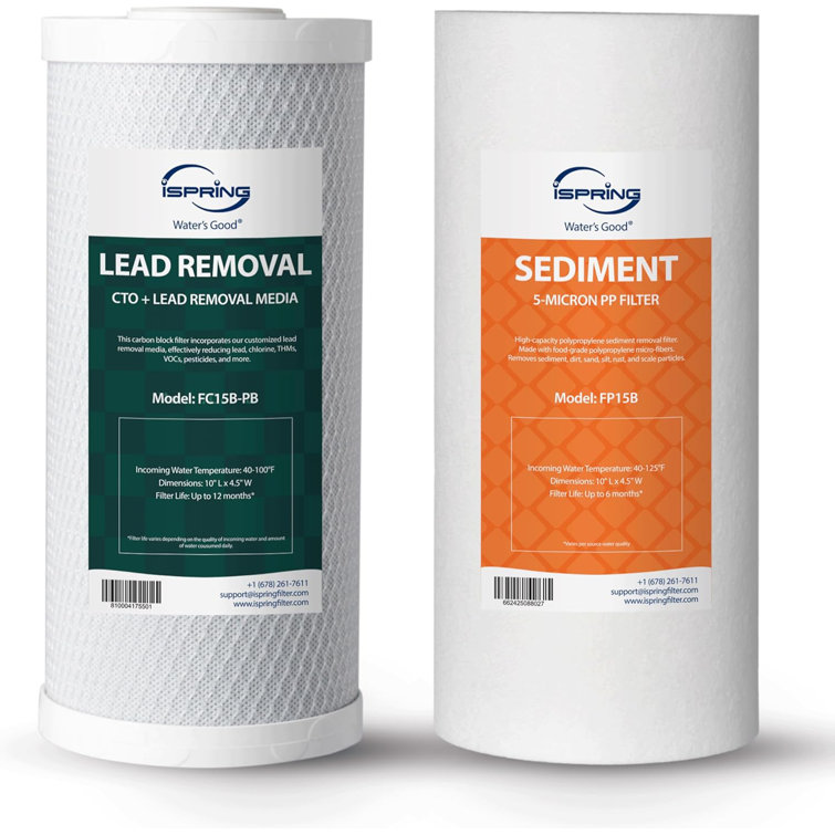 iSpring F2WGB21BCPB 10" x 4.5" Whole House Water Filters for WGB21B Series Water Filter Systems, includes Sediment and Lead-Removal Filters