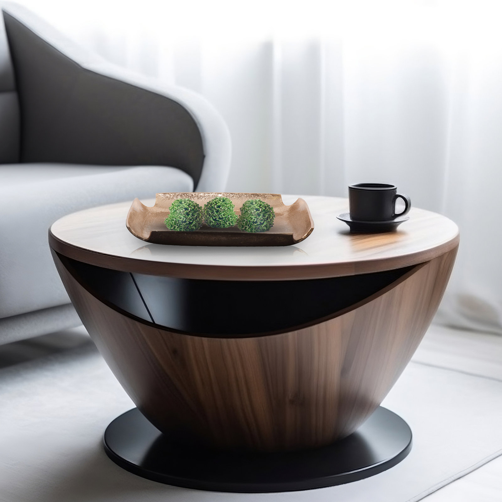 Demi Decorative Tray, Gold/Dark Bronze