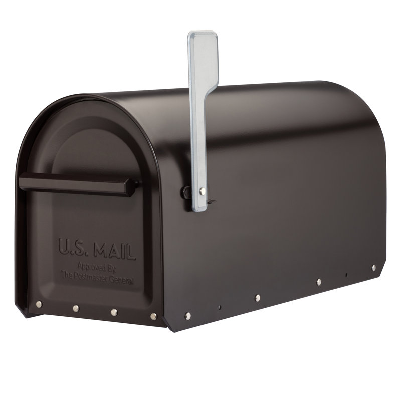 Large Rubbed Bronze Steel Post Mount Mailbox