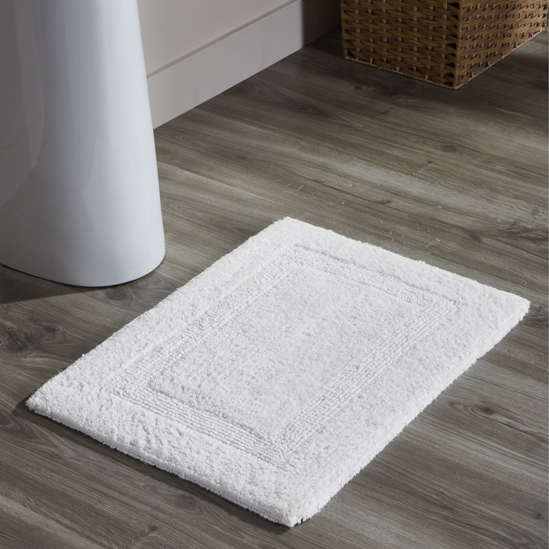 Rozanne Reversible Cotton Bath Rug, 21" x 34" Rectangle, White