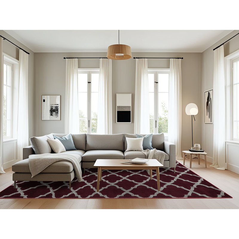 Tapis rouge en treillis lavable à la machine, Rectangle 6 pi x 9 pi