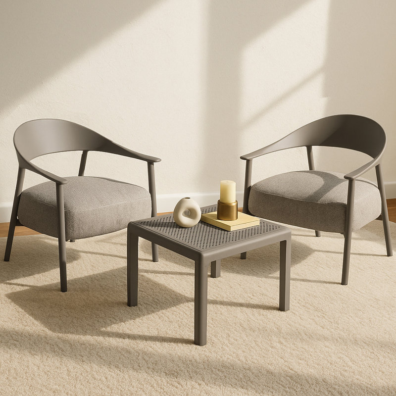 Ensemble de chaises d'appoint modernes 2 pièces avec table basse, idéal pour se détendre dans le salon, le salon ou le balcon avec confort et style
