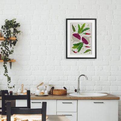 Reproduction sous verre encadrée de jardin de légumes par Aribombari