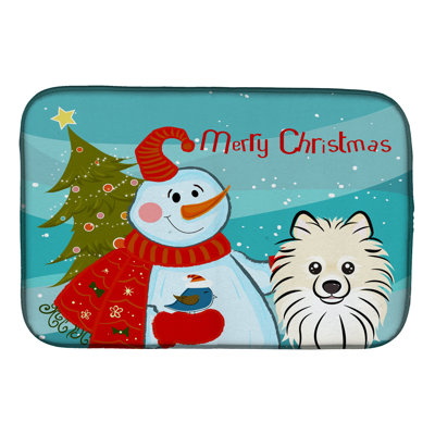 Tapis de séchage bonhomme de neige avec poméranie
