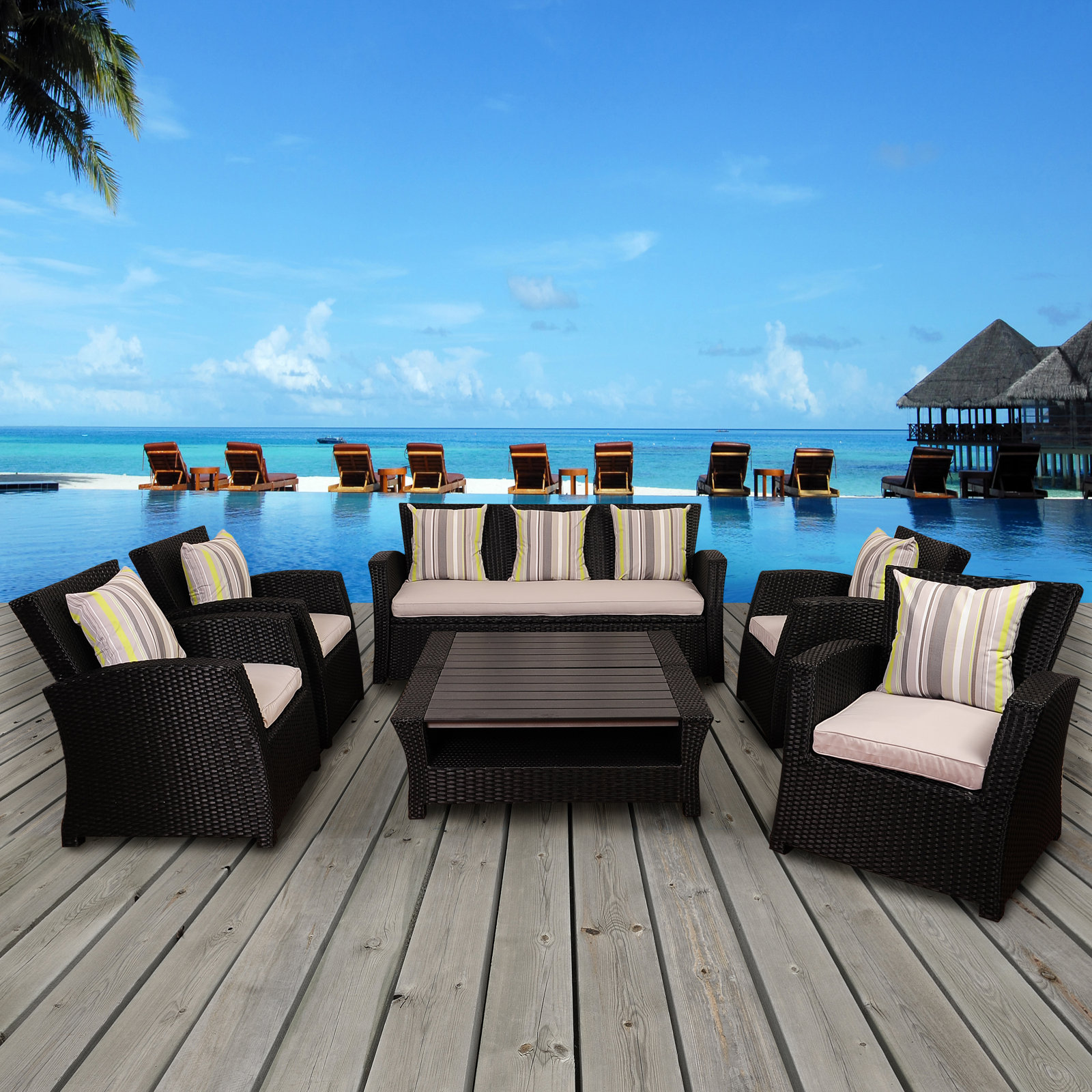 Alyisa 7 - Person Patio Conversation Set with Cushions