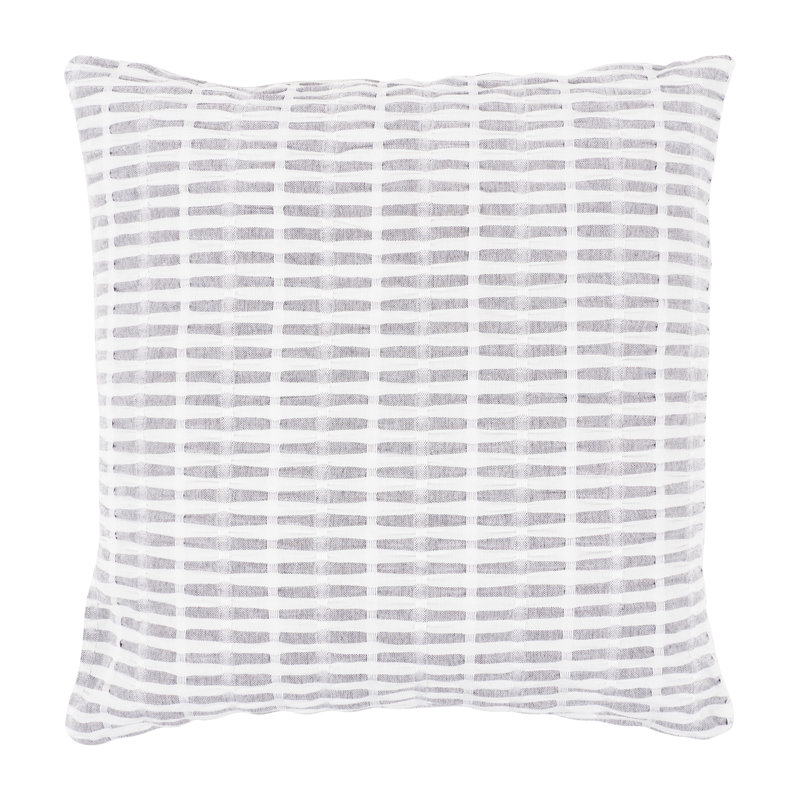 Housse de coussin en coton plissé, gris, H 20 po x l 20 po