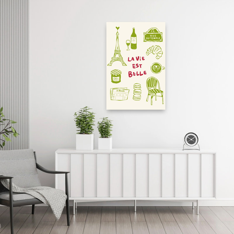 Charming Parisian Daily Life Classic Rustic Abstract City Architecture Wall Art Print 1 Piece Wrapped Canvas Wall Art