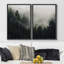 2 pièces, vue aérienne de la chaîne de montagnes brumeuses, nature, paysage rustique moderne sur toile-92285698-92285697