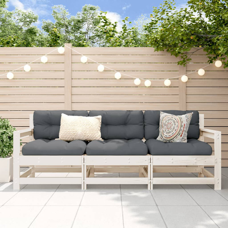 Alpen Home 3 Piece Garden Lounge Set Solid Wood Pine, White