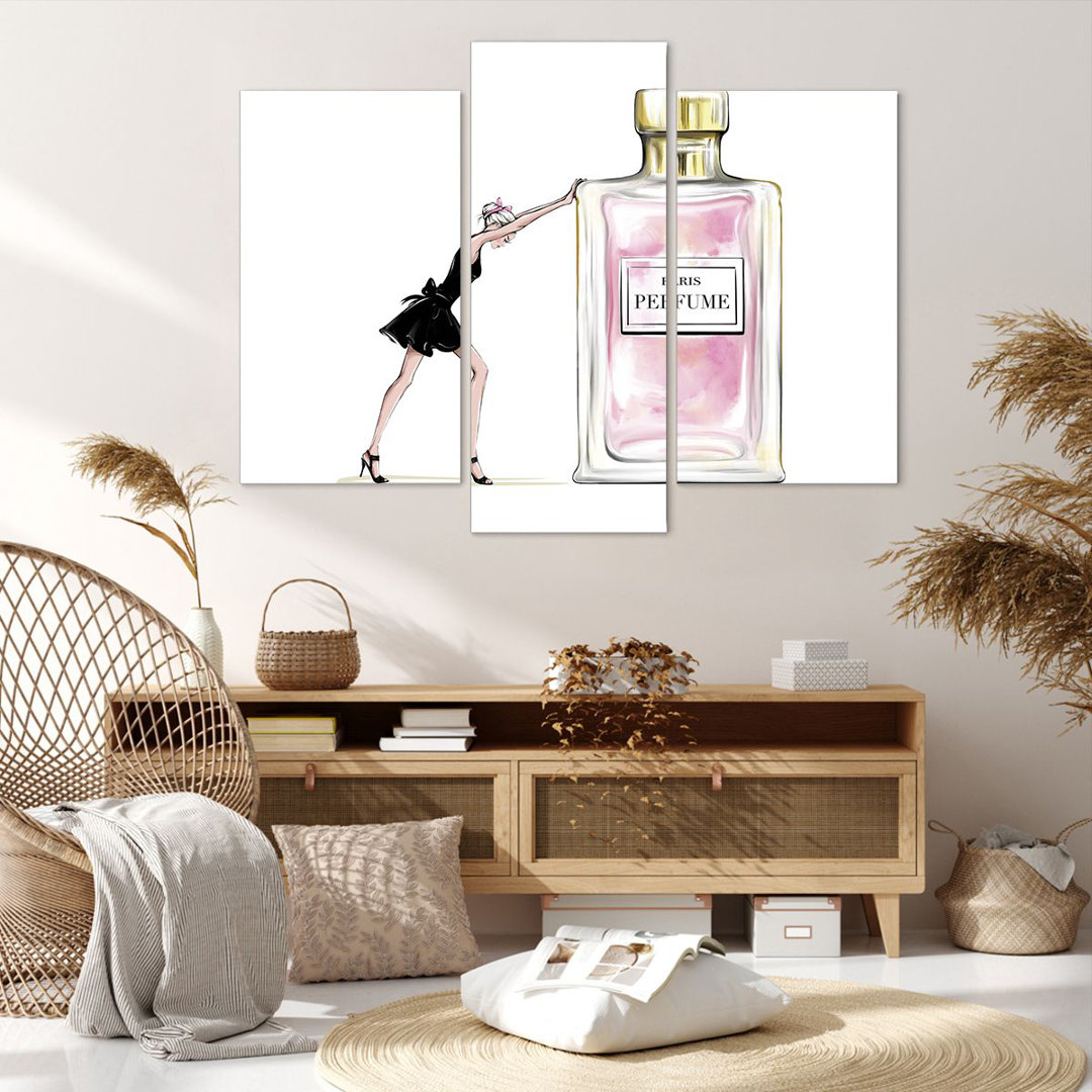 3-tlg. Leinwandbilder-Set Fashion Woman Perfume