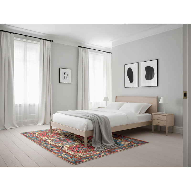 Tapis traditionnel mehroon/noir/crème Binderveld, Rectangle 5 pi x 7 pi