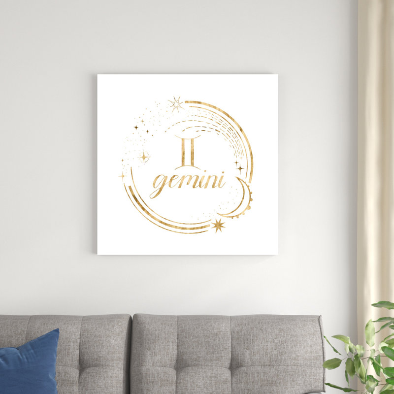 «Gilded Astrology III» par Grace Popp - art textuel sur toile tendue, H 30 po x l 30 po