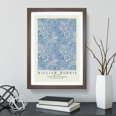 Blue Marigold with Border by William Morris - Picture Frame Painting