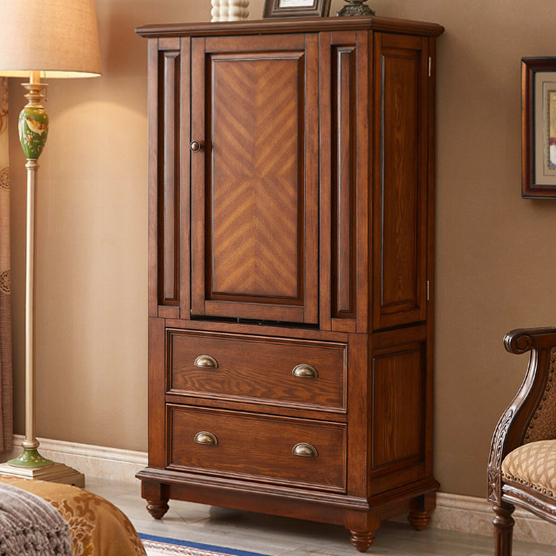 Armoire à bijoux rectangulaire marron + bois manufacturé + métaux