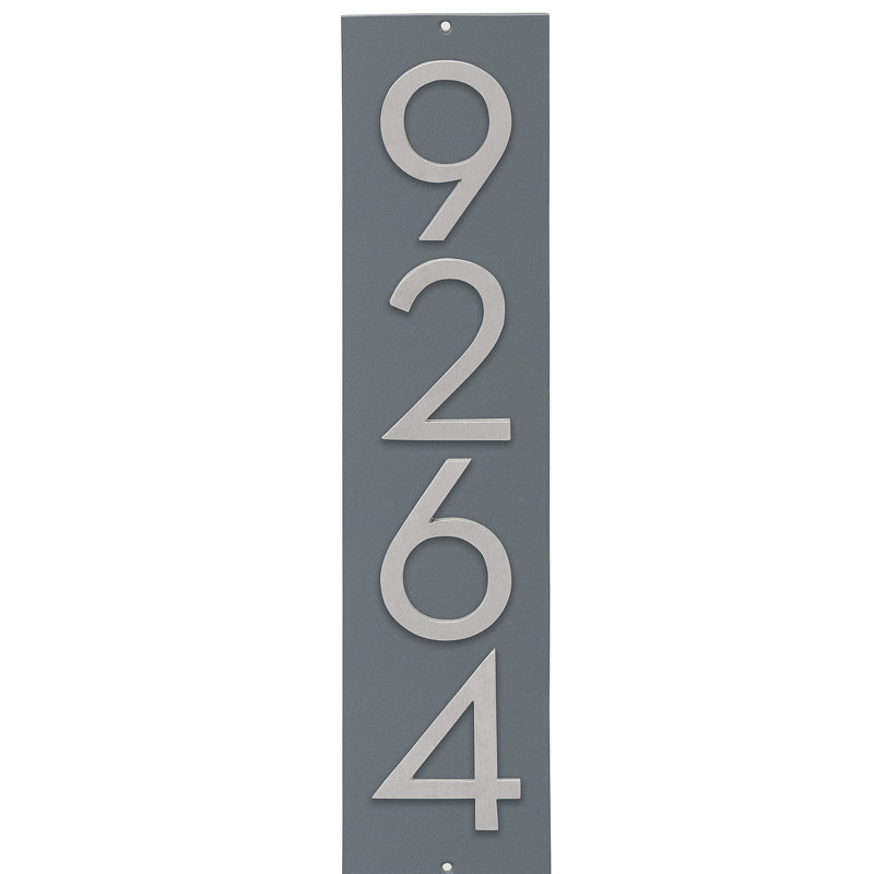 Plaque d’adresse murale flottante linéaire, Gris, Oui, Argent